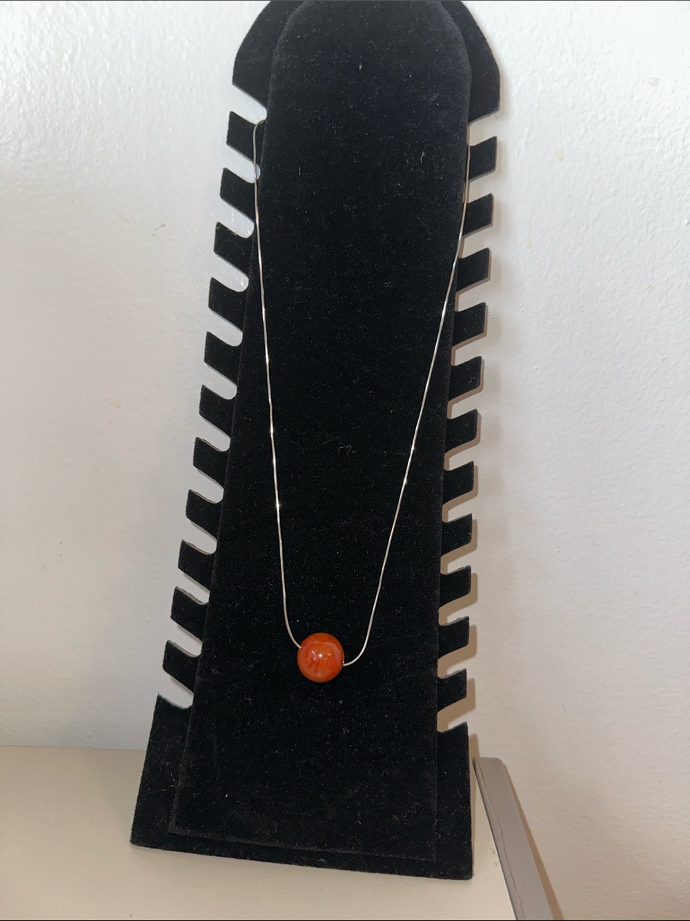 Elegant Orange Bead Pendant Necklace - Minimalist Women's Jewelry